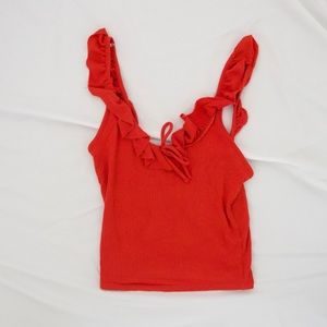 Red ruffle tank top